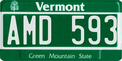 VT license plate AMD593