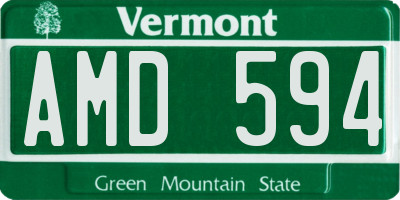 VT license plate AMD594