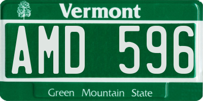 VT license plate AMD596