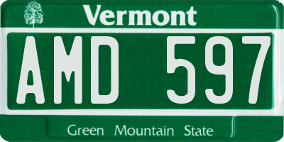 VT license plate AMD597