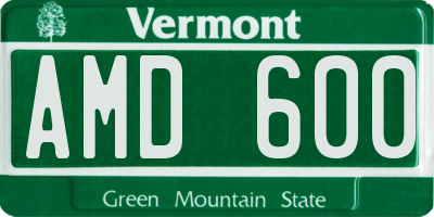 VT license plate AMD600