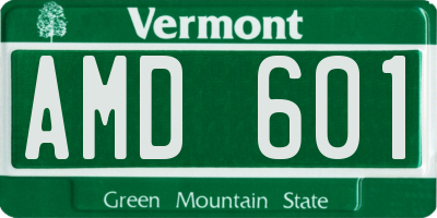 VT license plate AMD601