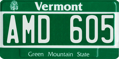 VT license plate AMD605