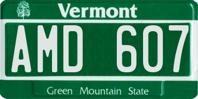 VT license plate AMD607