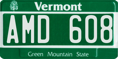 VT license plate AMD608