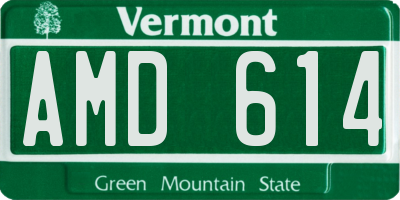 VT license plate AMD614