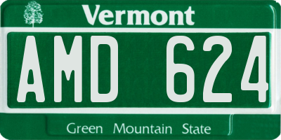 VT license plate AMD624