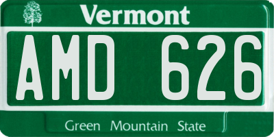 VT license plate AMD626