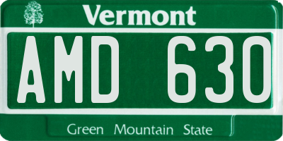 VT license plate AMD630