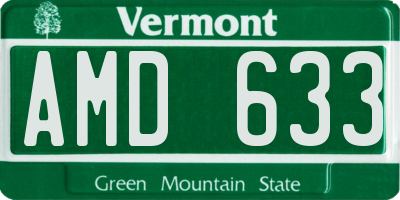 VT license plate AMD633