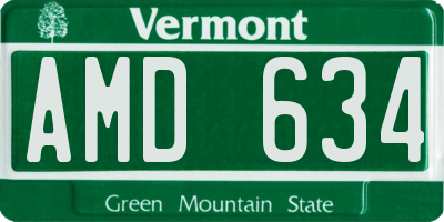 VT license plate AMD634