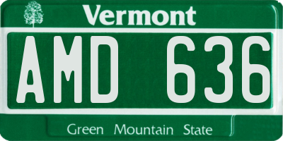 VT license plate AMD636