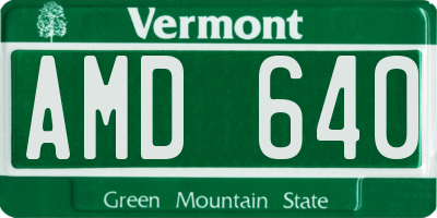VT license plate AMD640
