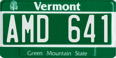 VT license plate AMD641