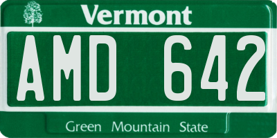 VT license plate AMD642