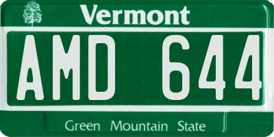 VT license plate AMD644