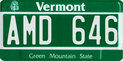 VT license plate AMD646