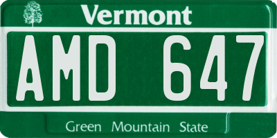 VT license plate AMD647