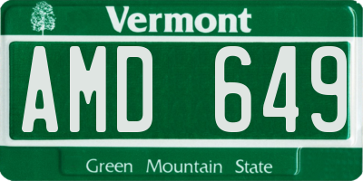 VT license plate AMD649