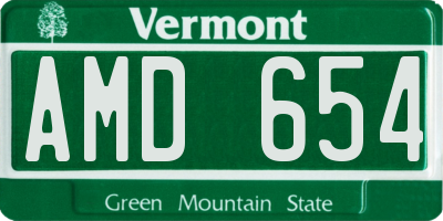 VT license plate AMD654