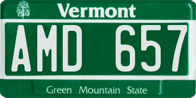 VT license plate AMD657