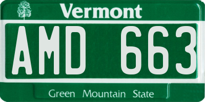 VT license plate AMD663