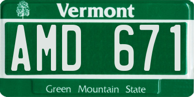 VT license plate AMD671