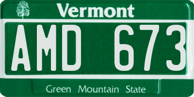 VT license plate AMD673
