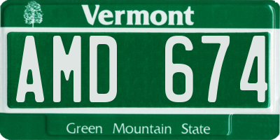 VT license plate AMD674