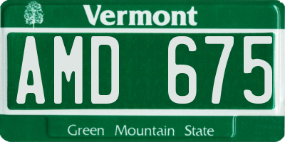 VT license plate AMD675