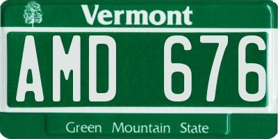 VT license plate AMD676