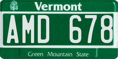 VT license plate AMD678