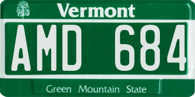 VT license plate AMD684