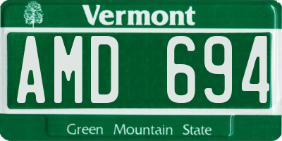 VT license plate AMD694