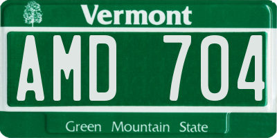 VT license plate AMD704
