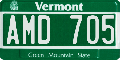 VT license plate AMD705