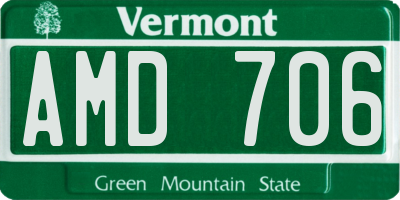 VT license plate AMD706