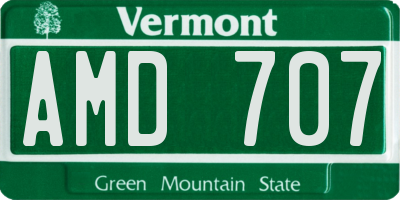 VT license plate AMD707