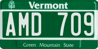 VT license plate AMD709