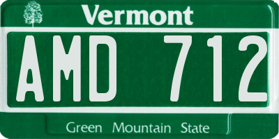 VT license plate AMD712
