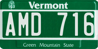VT license plate AMD716