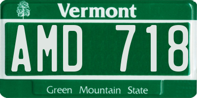 VT license plate AMD718