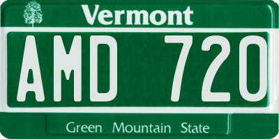 VT license plate AMD720