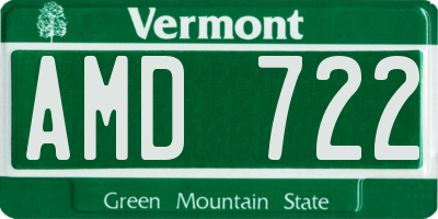 VT license plate AMD722