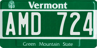 VT license plate AMD724