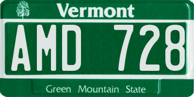 VT license plate AMD728