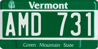 VT license plate AMD731