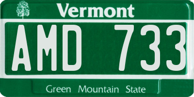 VT license plate AMD733