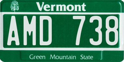 VT license plate AMD738
