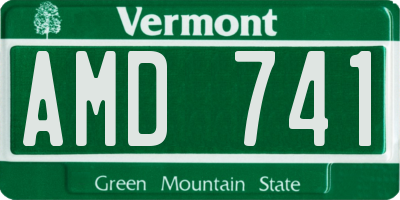 VT license plate AMD741